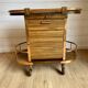 Bar cart / Vintage Art Deco service trolley – Wood and copper