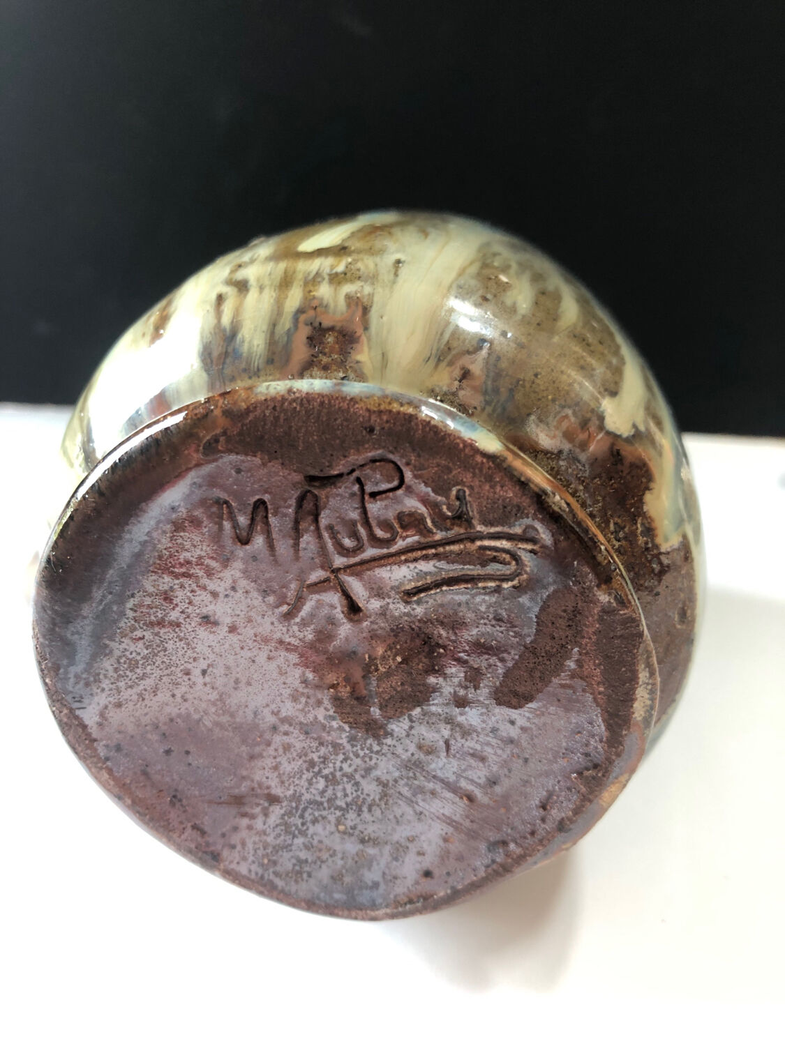 Salted stoneware cup by Marcel Aubry