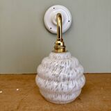 Vintage globe wall light in white Clichy glass