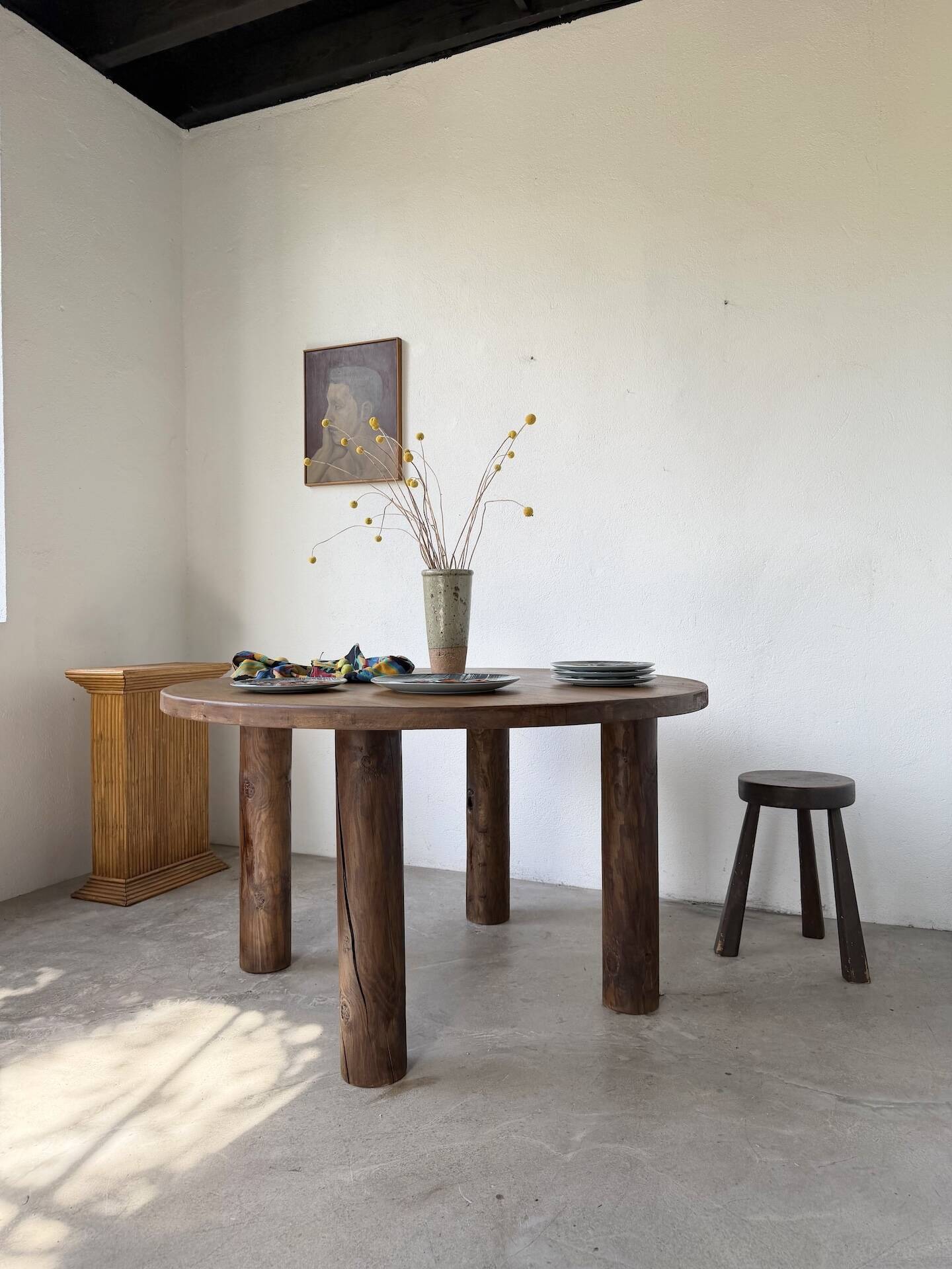 Round table 1950s constructivist walnut