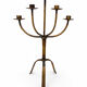 Large Mid-Century Brutalist 5-Arm Gilt Iron Candelabra 55cm