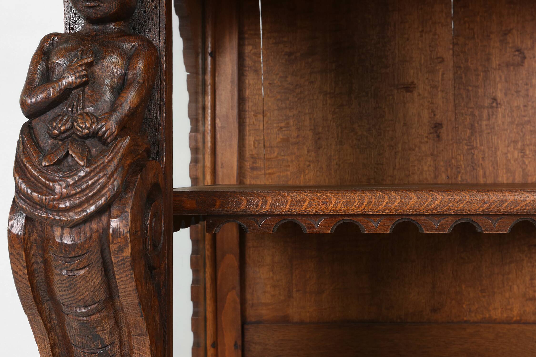 Baroque Style Display Case in Oak, Belgium, 1950s