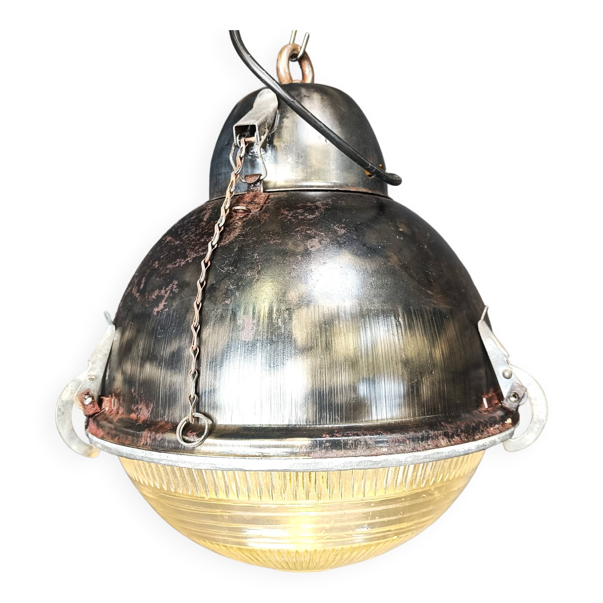 Industrial 'Ball' Lamps with Glass, 1930s