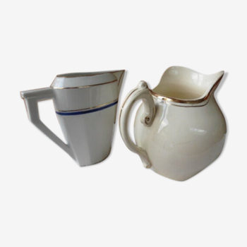 Lot of 2 milk jugs made of milk, hamage and porcelain