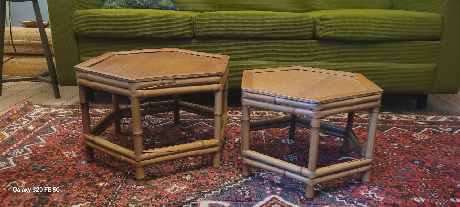 70's bamboo coffee tables