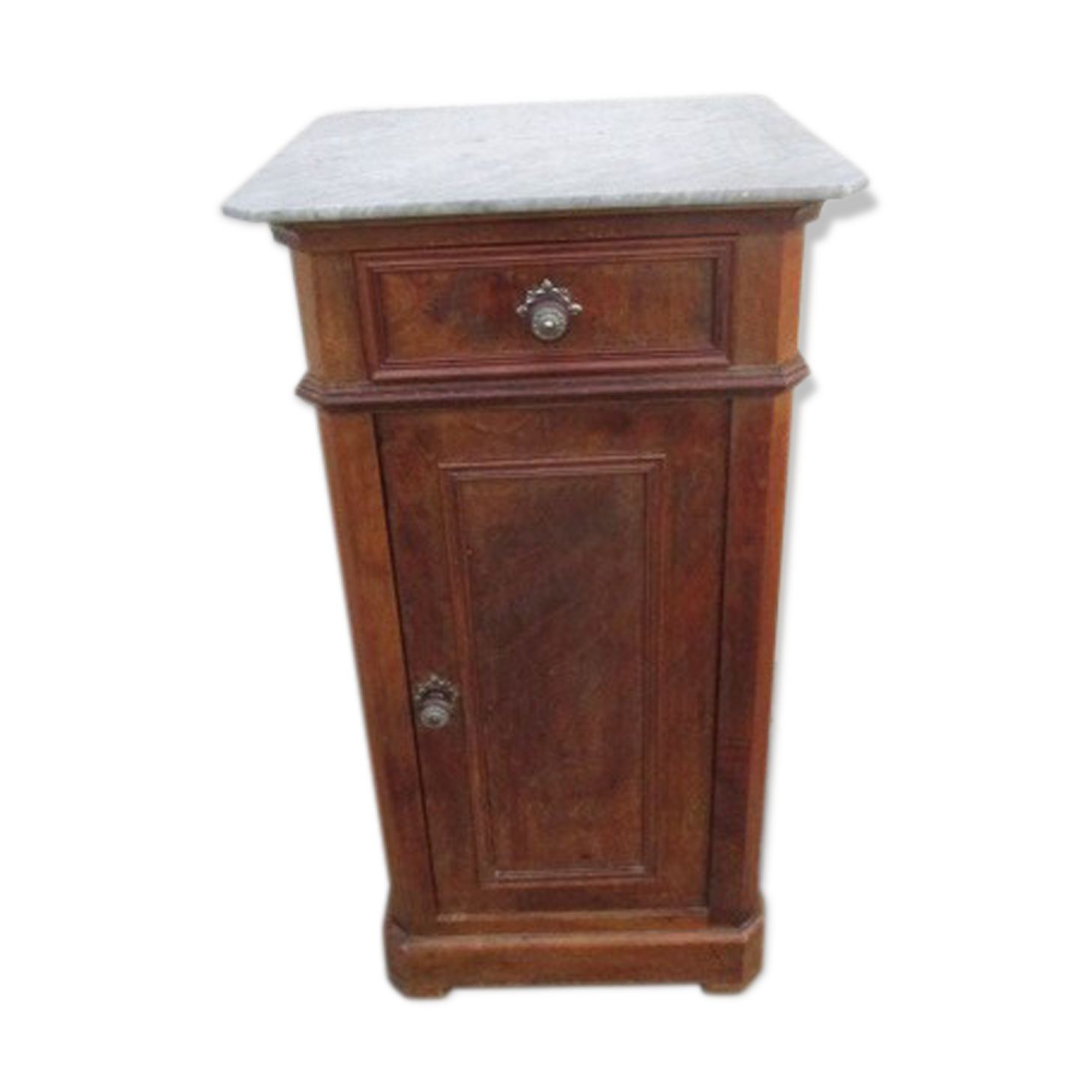 Old bedside table, marble top