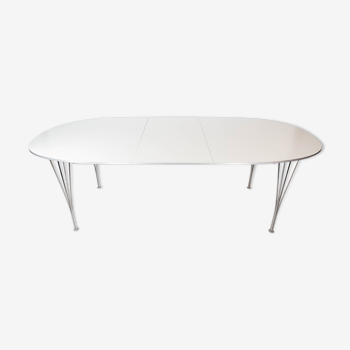 Super Ellipse dining table with white laminate by Piet Hein and Arne Jacobsen