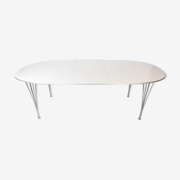 Table à manger Super Ellipse avec stratifié blanc par Piet Hein et Arne Jacobsen