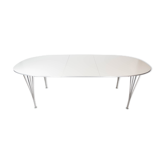 Table à manger Super Ellipse avec stratifié blanc par Piet Hein et Arne Jacobsen