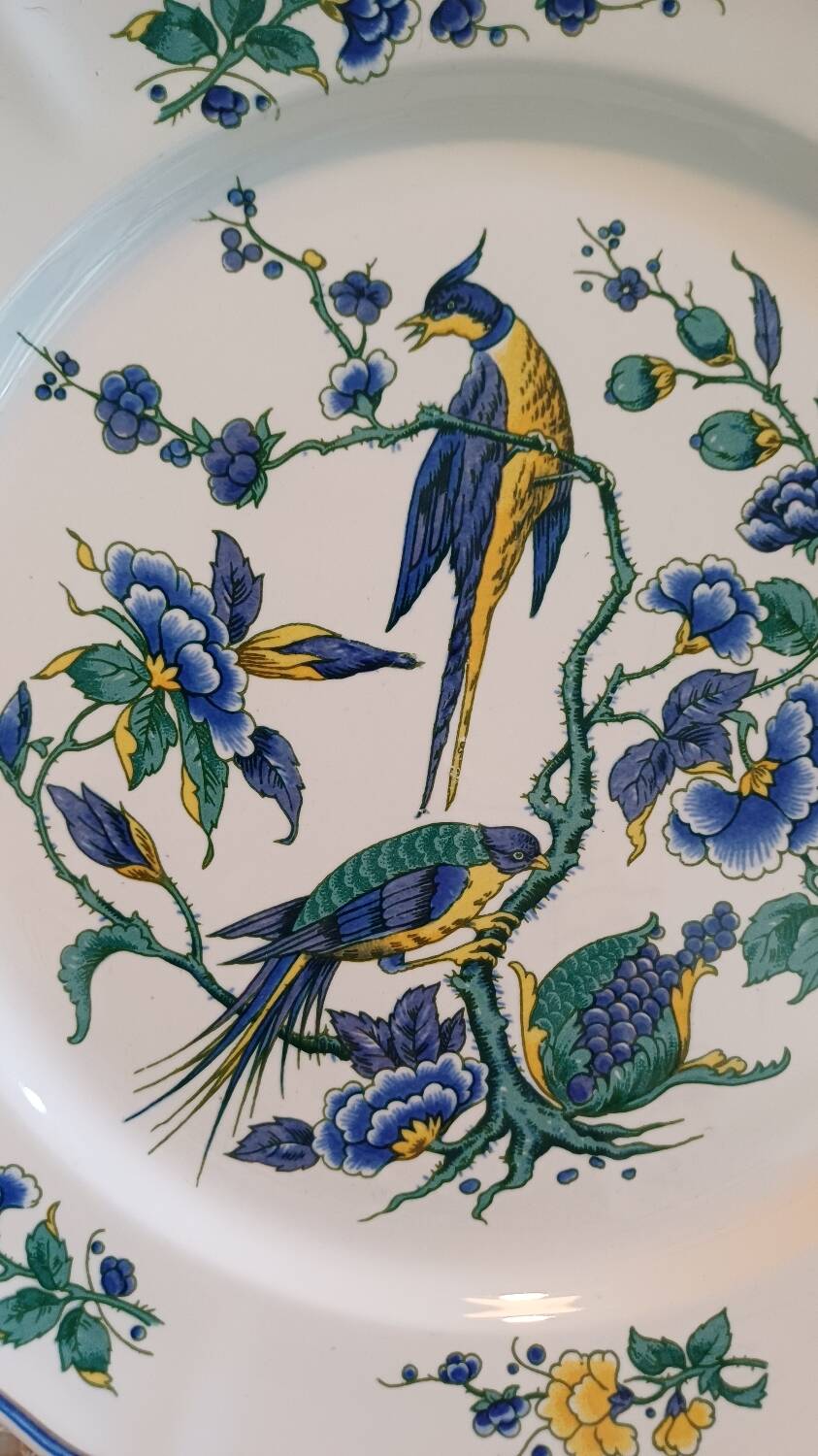 Set of 6 Villeroy and Boch Phoenix Blue dinner plates