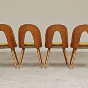 Set of 4 yellow Antonin Suman chairs for Tatra Nabytok 1960