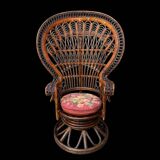 Fauteuil Emmanuelle rotin Peacock 1960