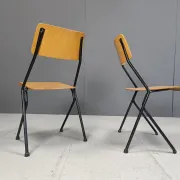Chaises de salle à manger en contreplaqué post-moderne, années 1970