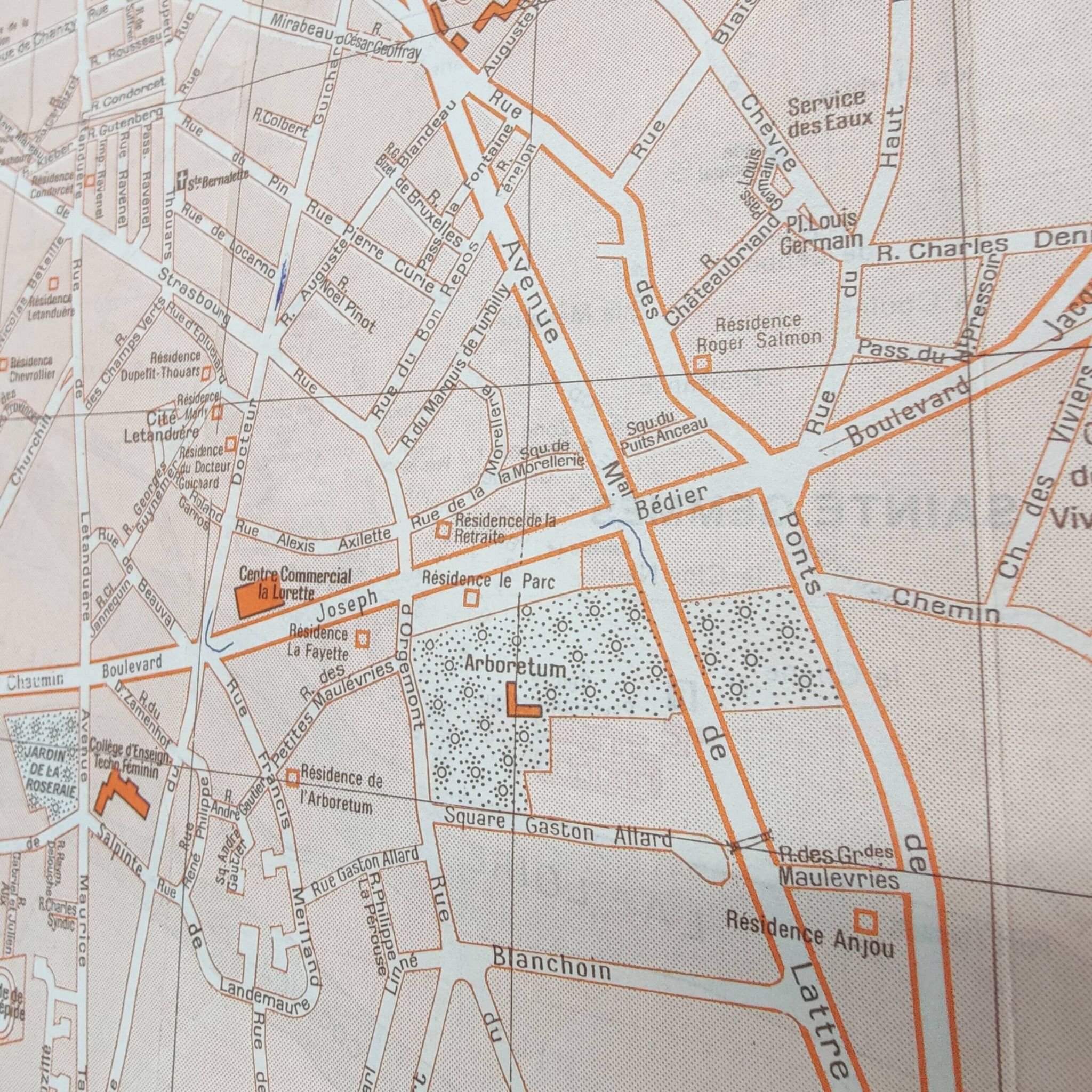 Angers vintage map 74x54cm