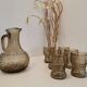 Glass set and decanter made of smoked glass from Italy