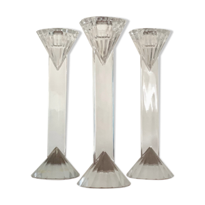 Lot de 3 bougeoirs vintage - cristal