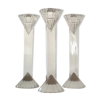 Set of 3 vintage de bohème crystal candlesticks