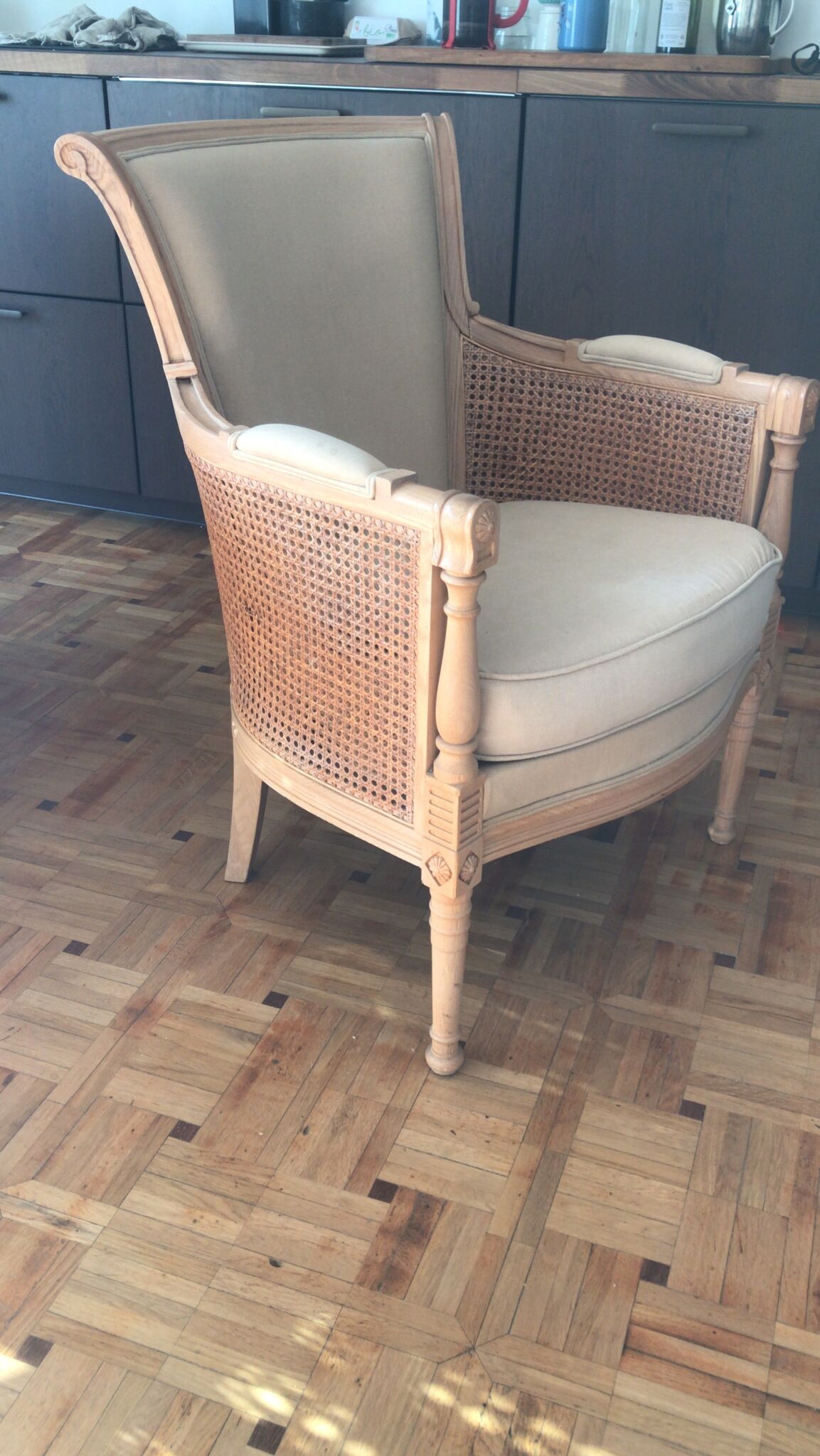 Wicker fauteil, beige