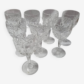 8 Bohemian crystal wine glasses