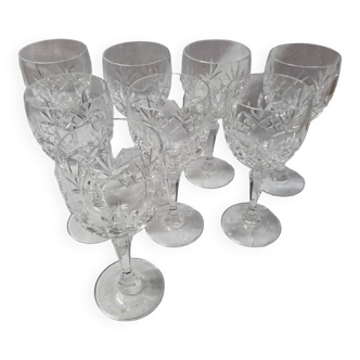 8 Bohemian crystal wine glasses