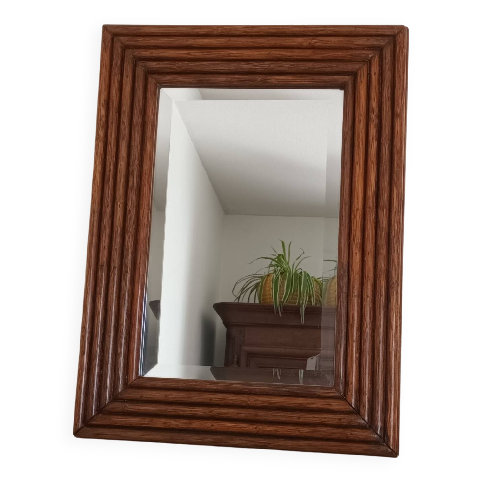 Vintage Bamboo Beveled Mirror