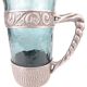 Hadeland Glass pitcher by Willy Johansson, pewter holder, vintage