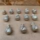 Set of 12 vintage gold metal pineapple shaped table place markers