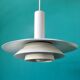 1970s pendant light in white lacquered metal. Denmark 1975