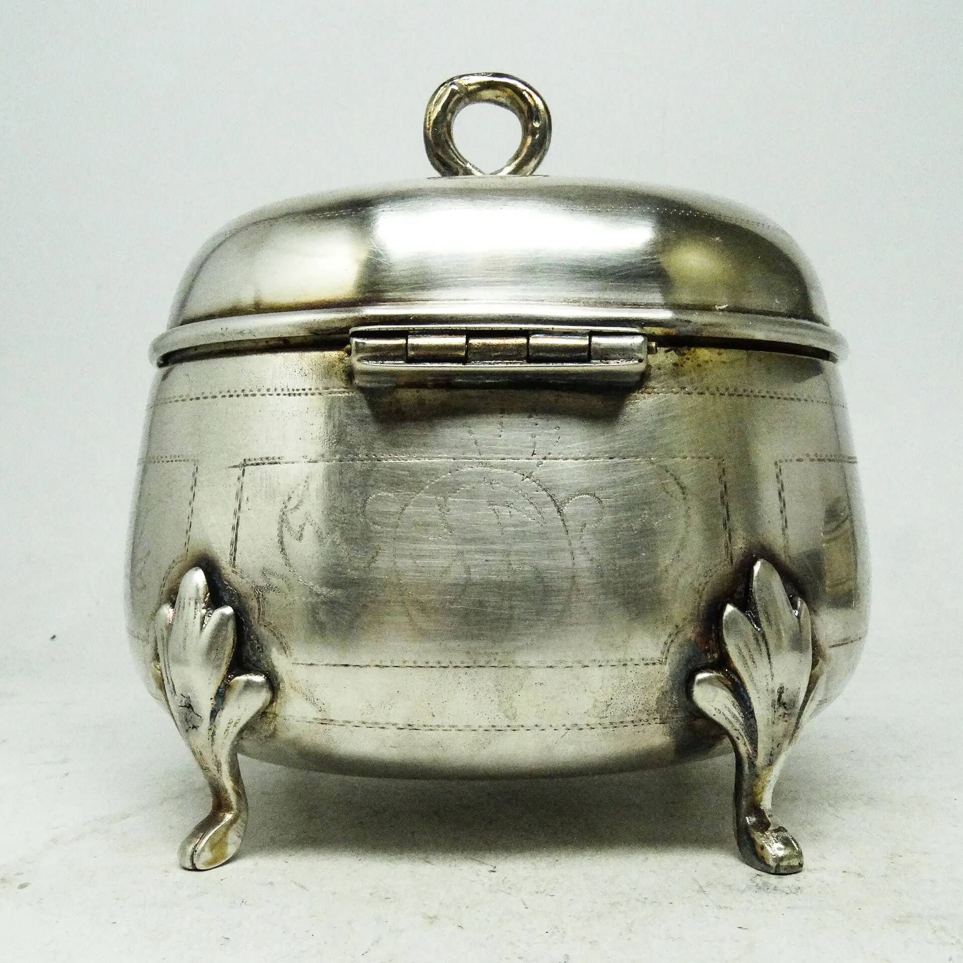Biedermeier sugar bowl, silver-plated brass, Poland, 19th century