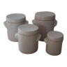 4 pots with lids in beige glazed stoneware