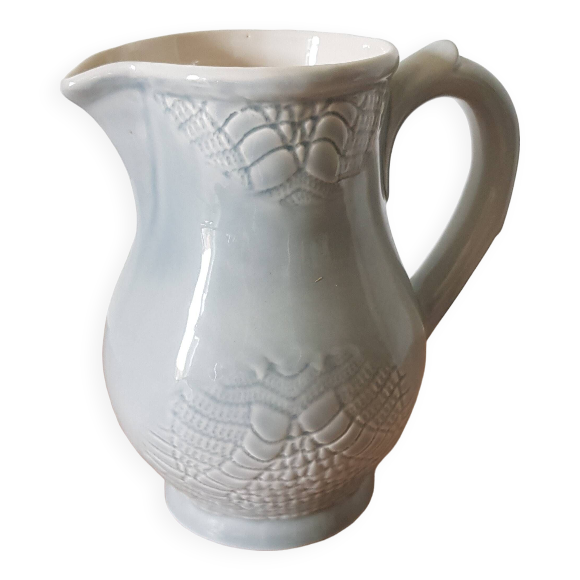 Pastel blue ceramic pitcher