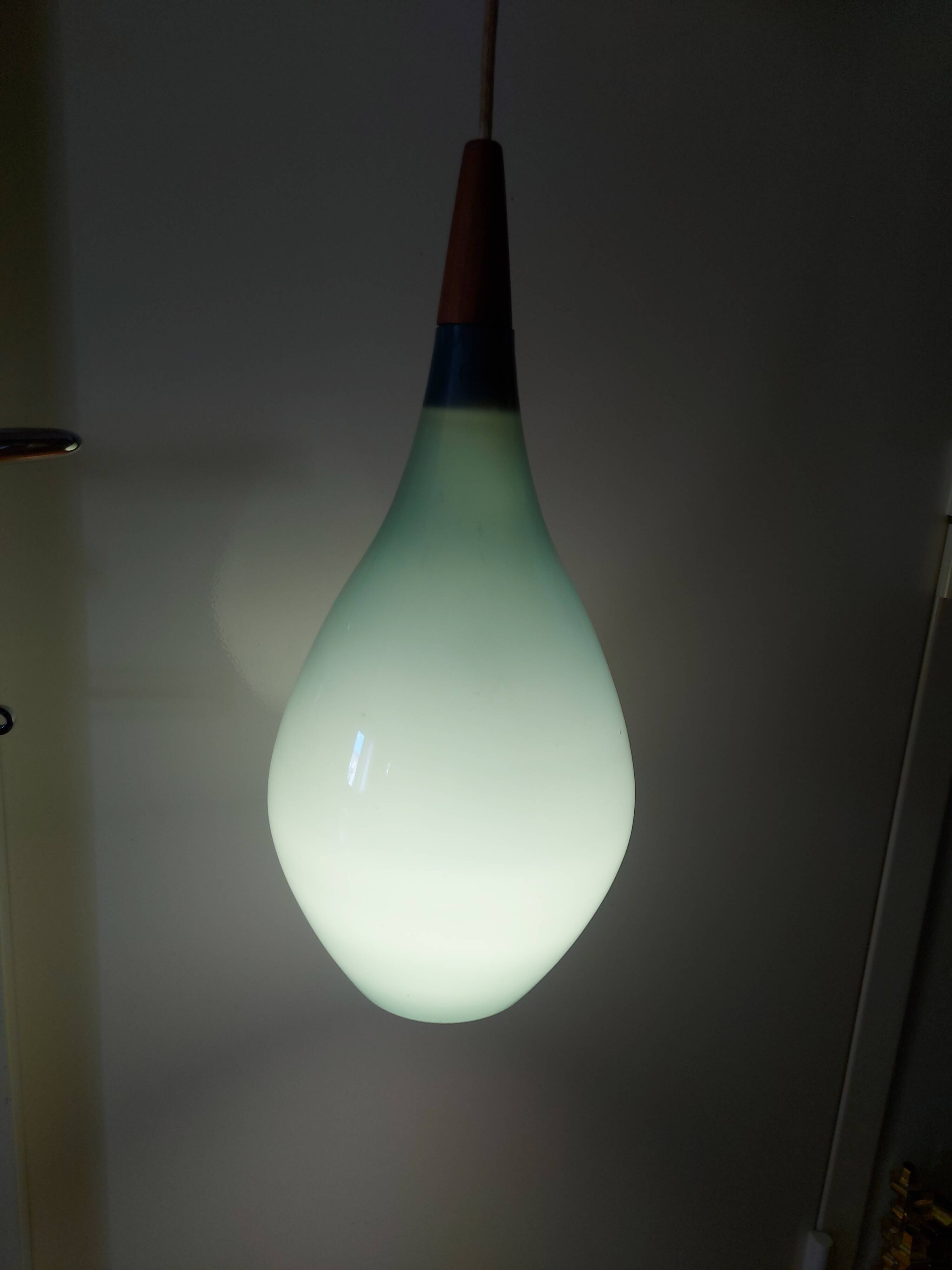 Scandinavian glass pendant light Holmegaard 50, 60's