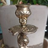 Bougeoir en laiton massif ancien - chérubin / putti