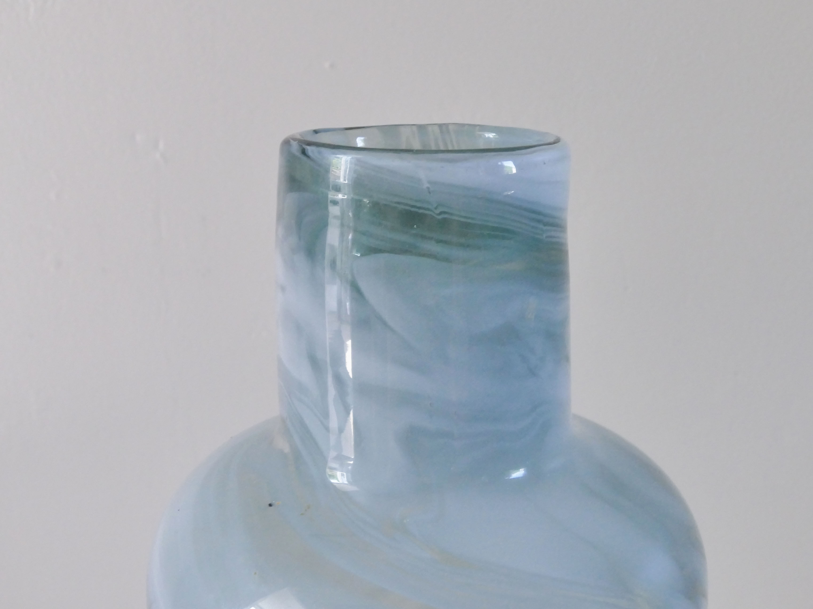 Contemporary vase in gray and white blown glass