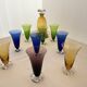 Vintage carafe and glasses service (19) in Murano glass from the 50s.