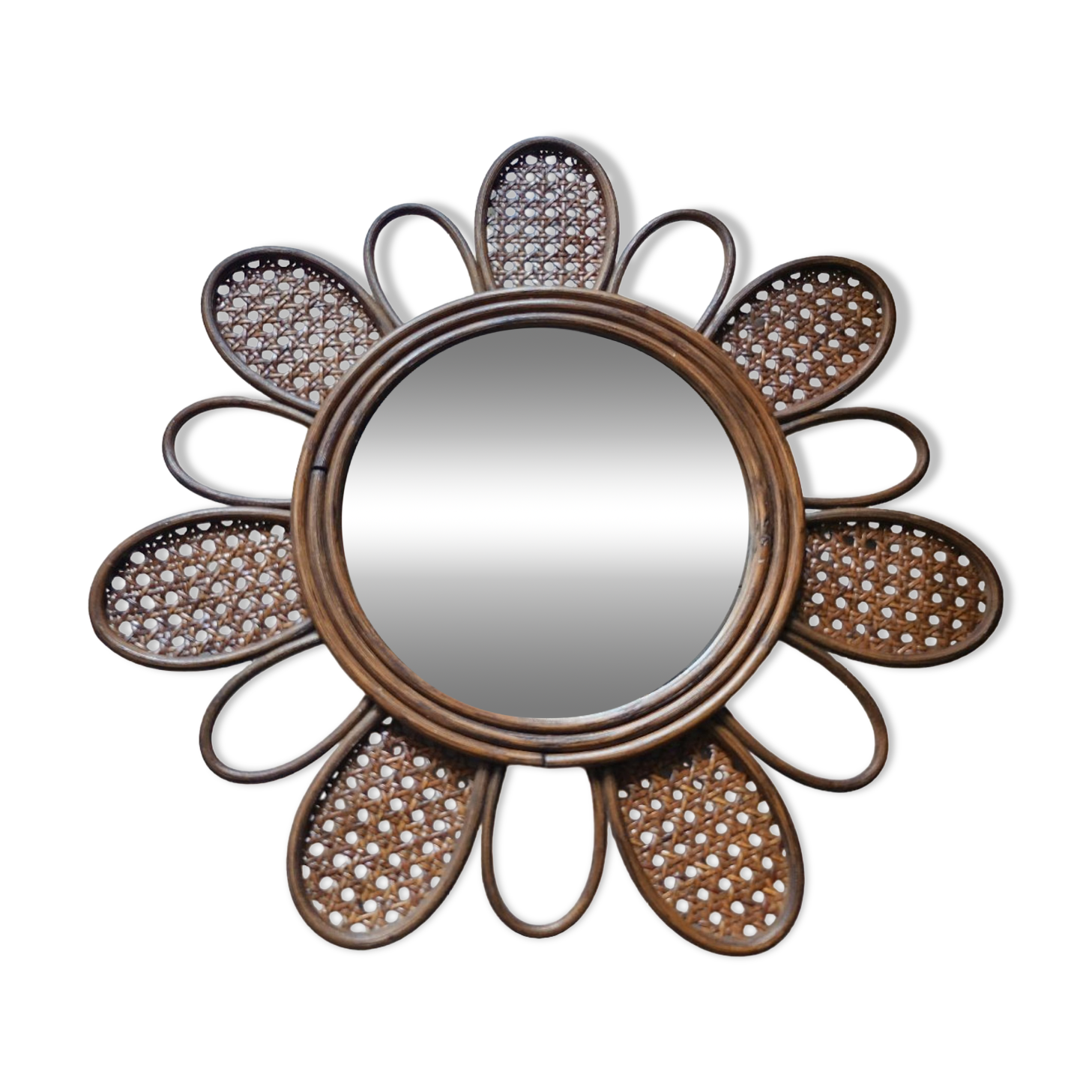 Rattan mirror from the 70s