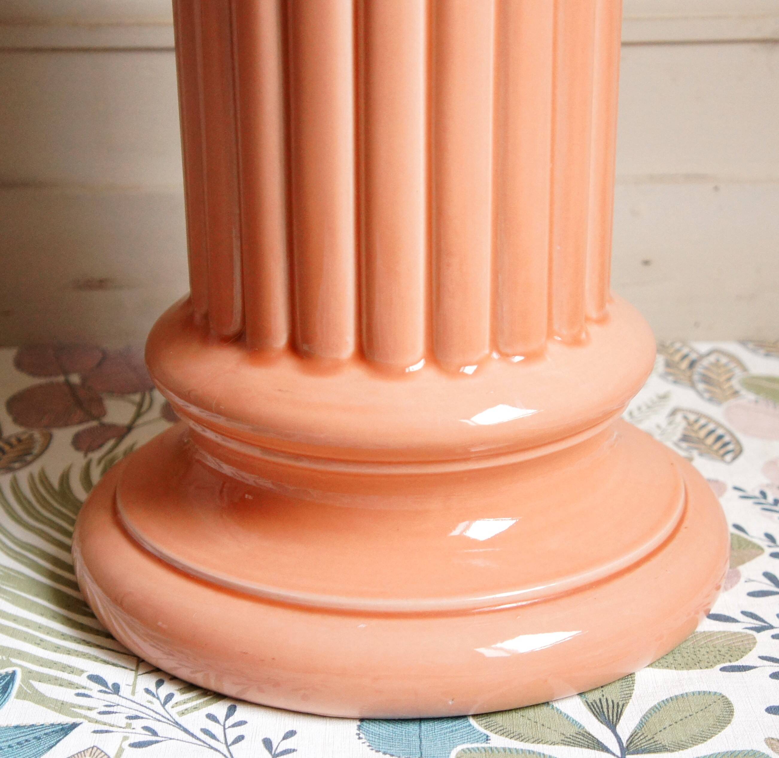 Coral glazed ceramic column