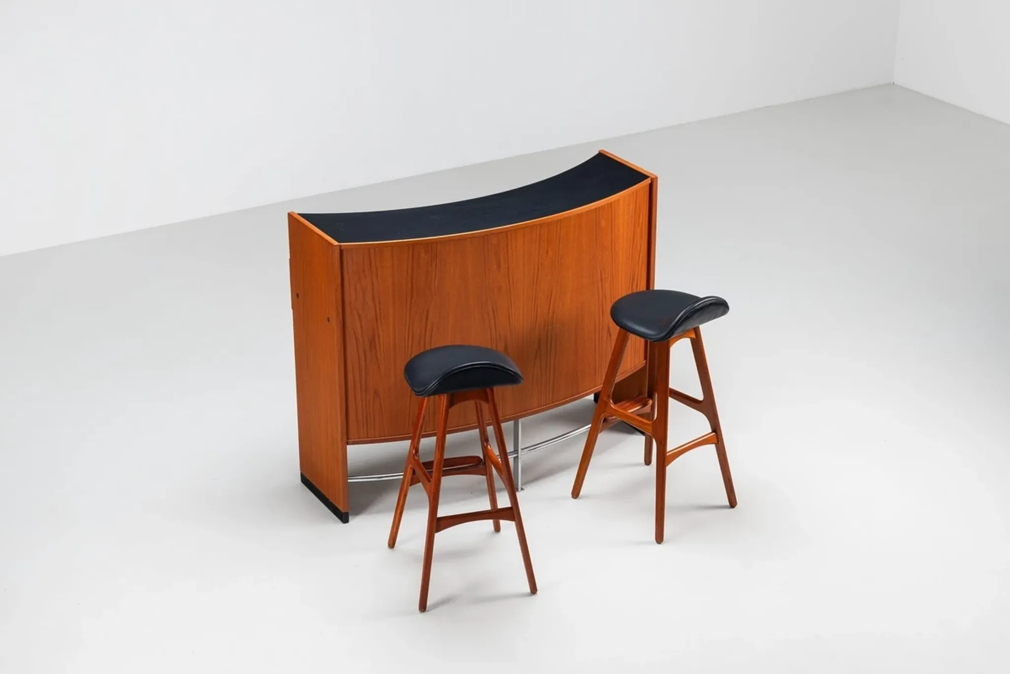Erik Buch boomerang dry bar set in teak Dyrlund Denmark 1960