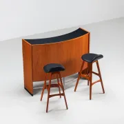 Erik Buch boomerang dry bar set in teak Dyrlund Denmark 1960