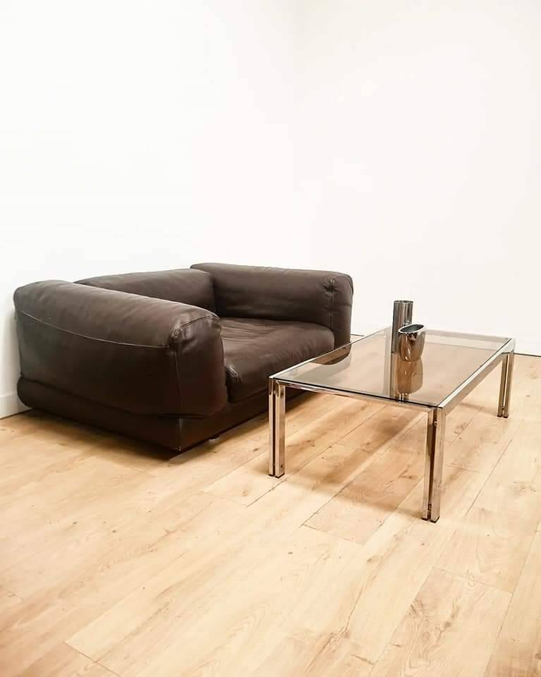 Roche Bobois armchair in brown leather