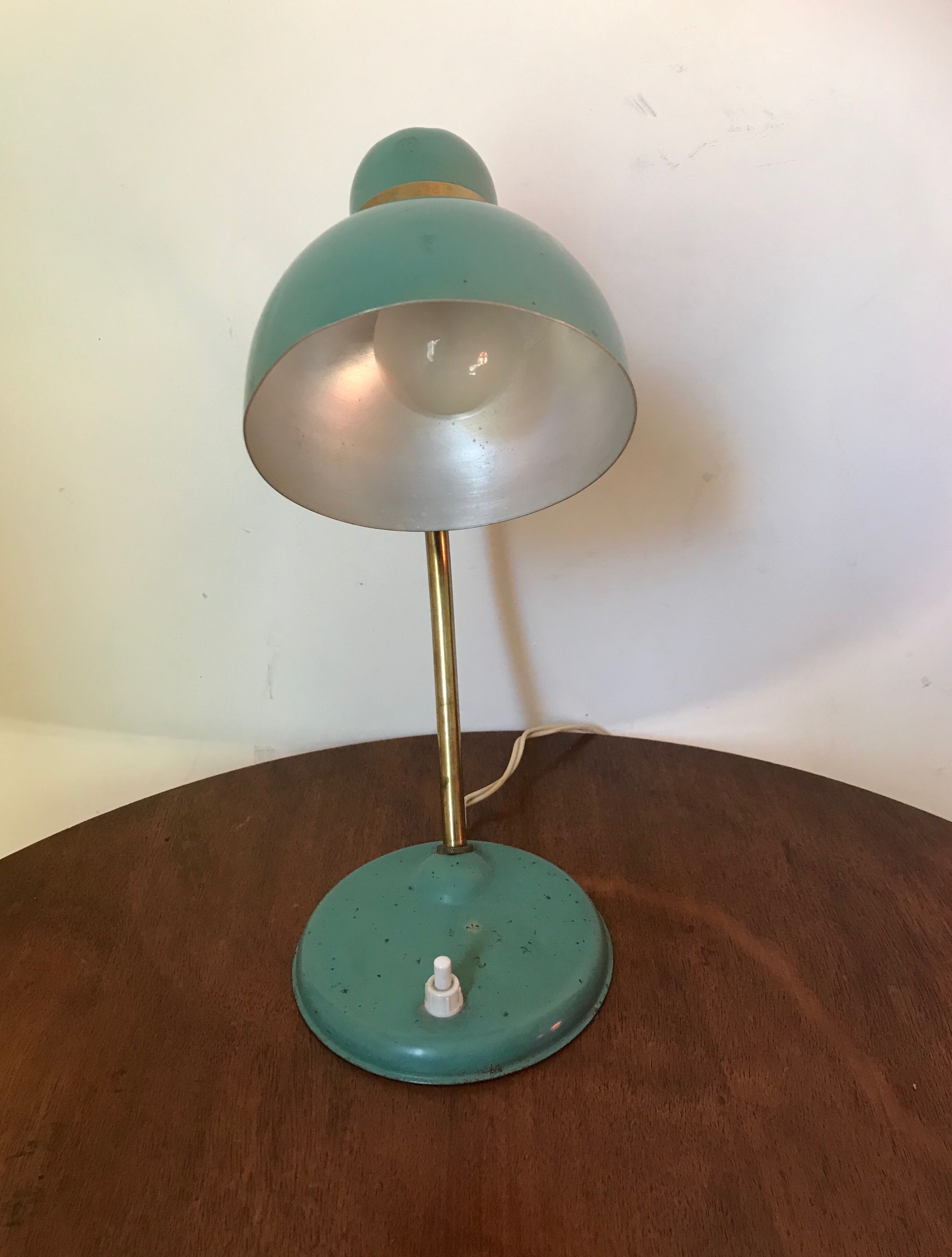 Vintage khaki green metal lamp