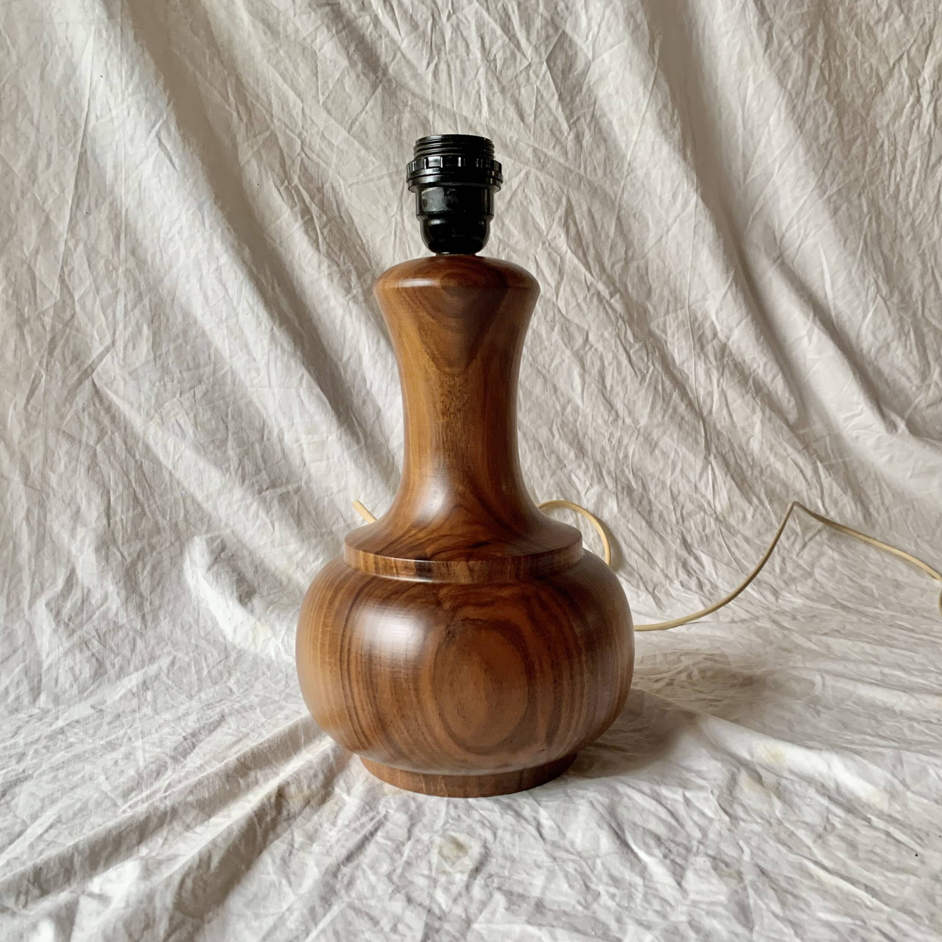 Vintage turned wood lamp base, 1970
