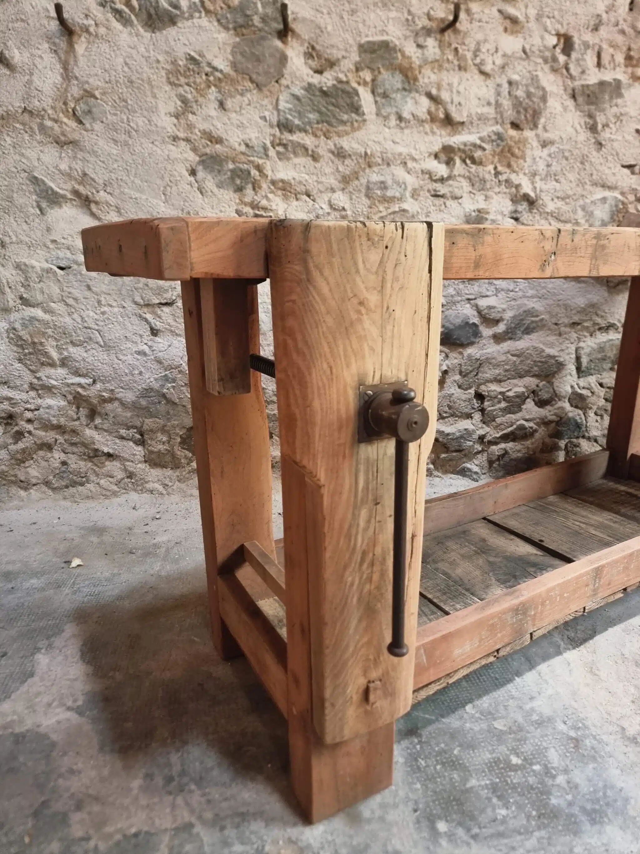 Rustic old workbench, carpenter's bench, console, washbasin unit, around 1900.
