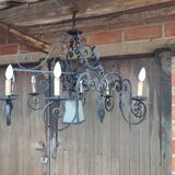 Chandelier art nouveau wrought iron