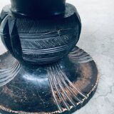 Handcrafted Low Stool in Carved Stained Wood, Africa, 1950s