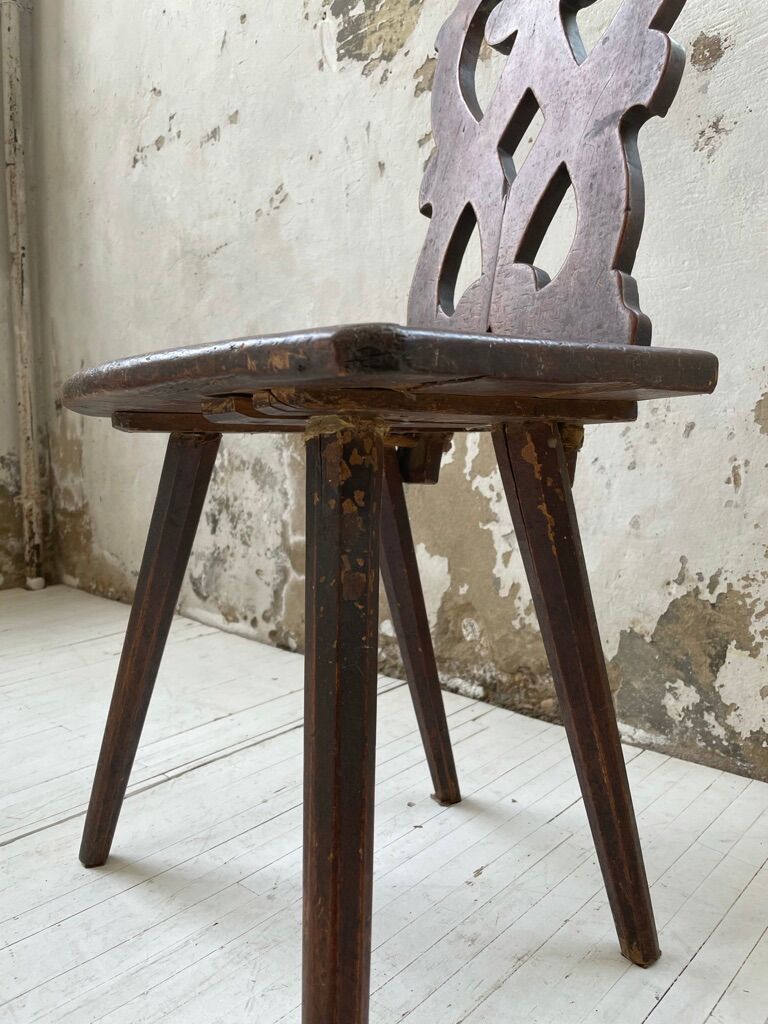 Pair of brutalist Alsatian mountain chairs 19th