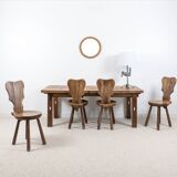 Brutalist Work - Set of 4 Vintage Wooden Chairs
