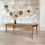 Vintage farm table with spindle legs.