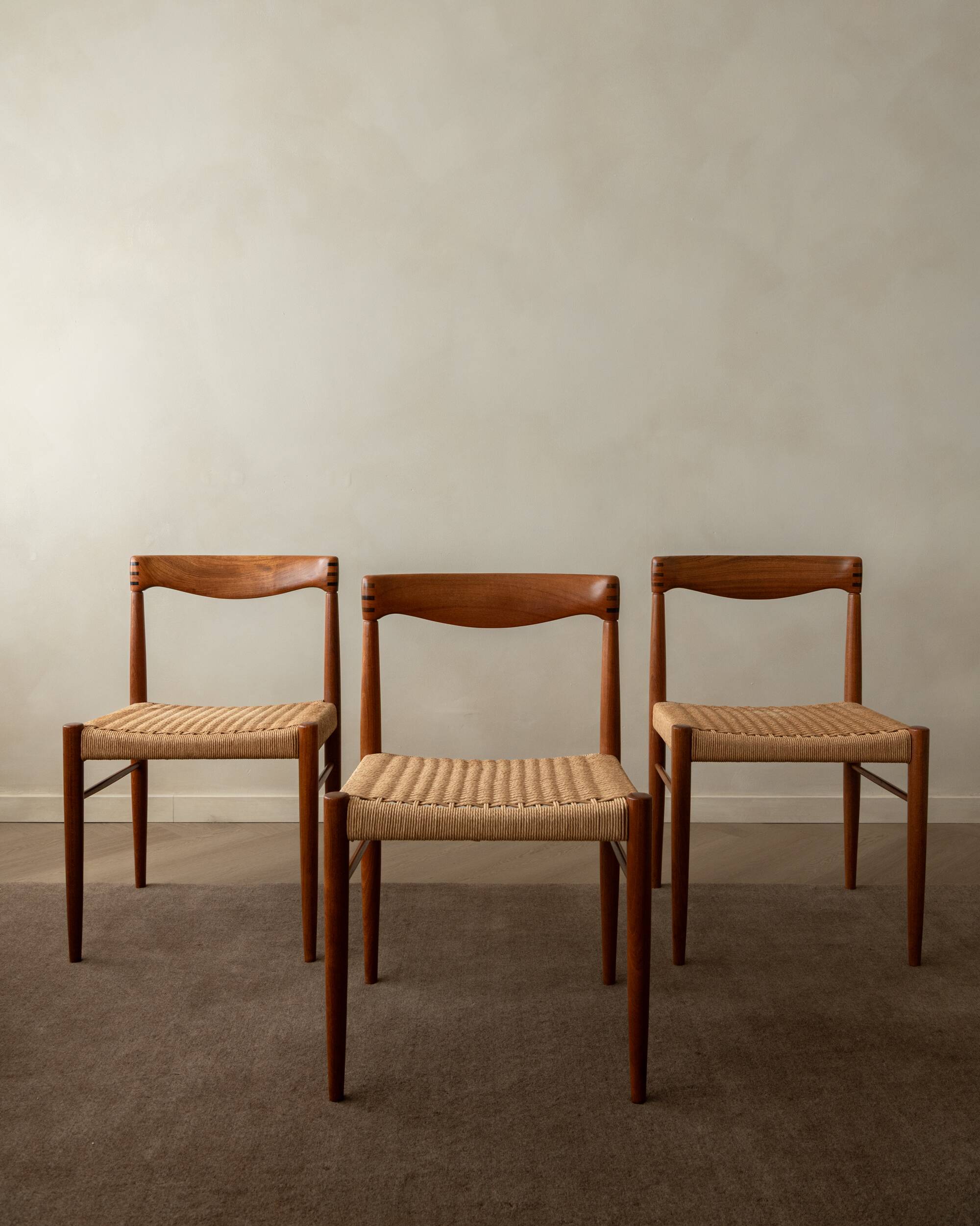 Chaises de salle à manger vintage en teck danois par H.W. Klein pour Bramin, années 1960, ensemble de 3