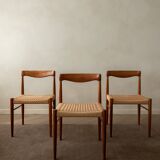 Chaises de salle à manger vintage en teck danois par H.W. Klein pour Bramin, années 1960, ensemble de 3